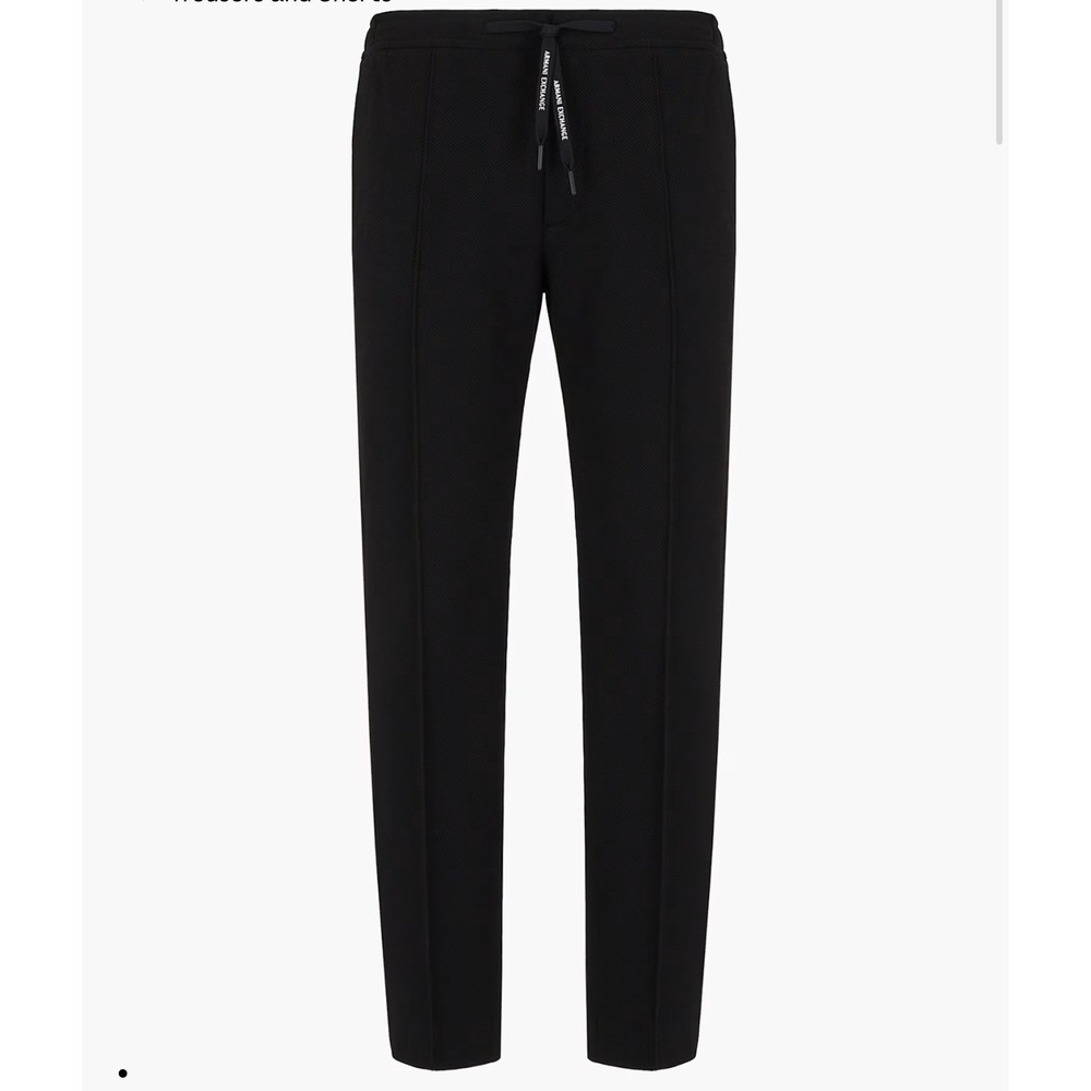 Armani Exchange Straight Fit Trousers Textured Black Pants Sz 34x 31 Drawstring